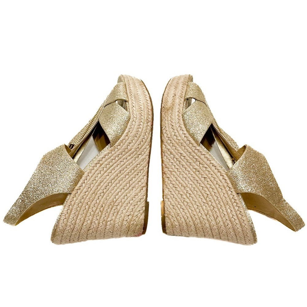 Michael Kors Berkley Gold Metallic Glitter Wedge Platform Espadrille US 9.5 NWOT - Picture 2 of 14